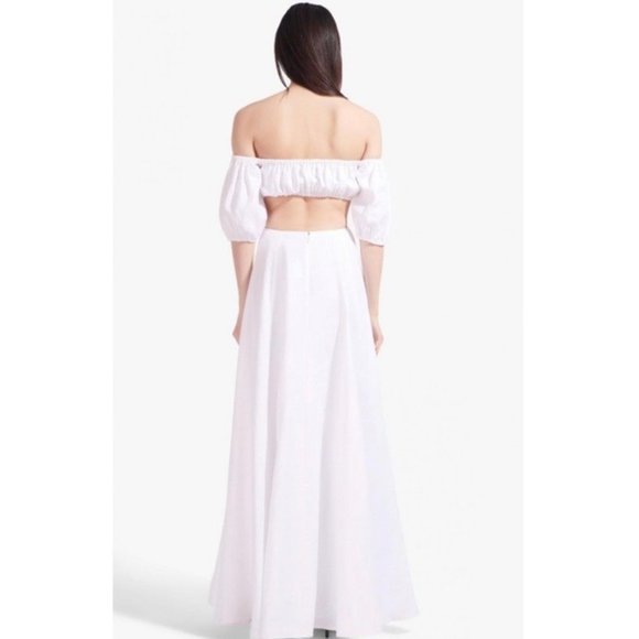 NWT Staud Coliseum White 100% Linen Cottagecore Maxi Dress - Picture 2 of 10